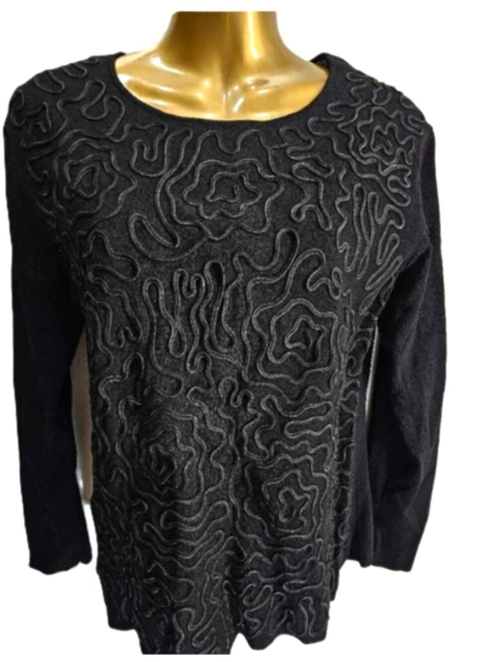 Chico's Design Vintage Black Rope Design Sweater size 1